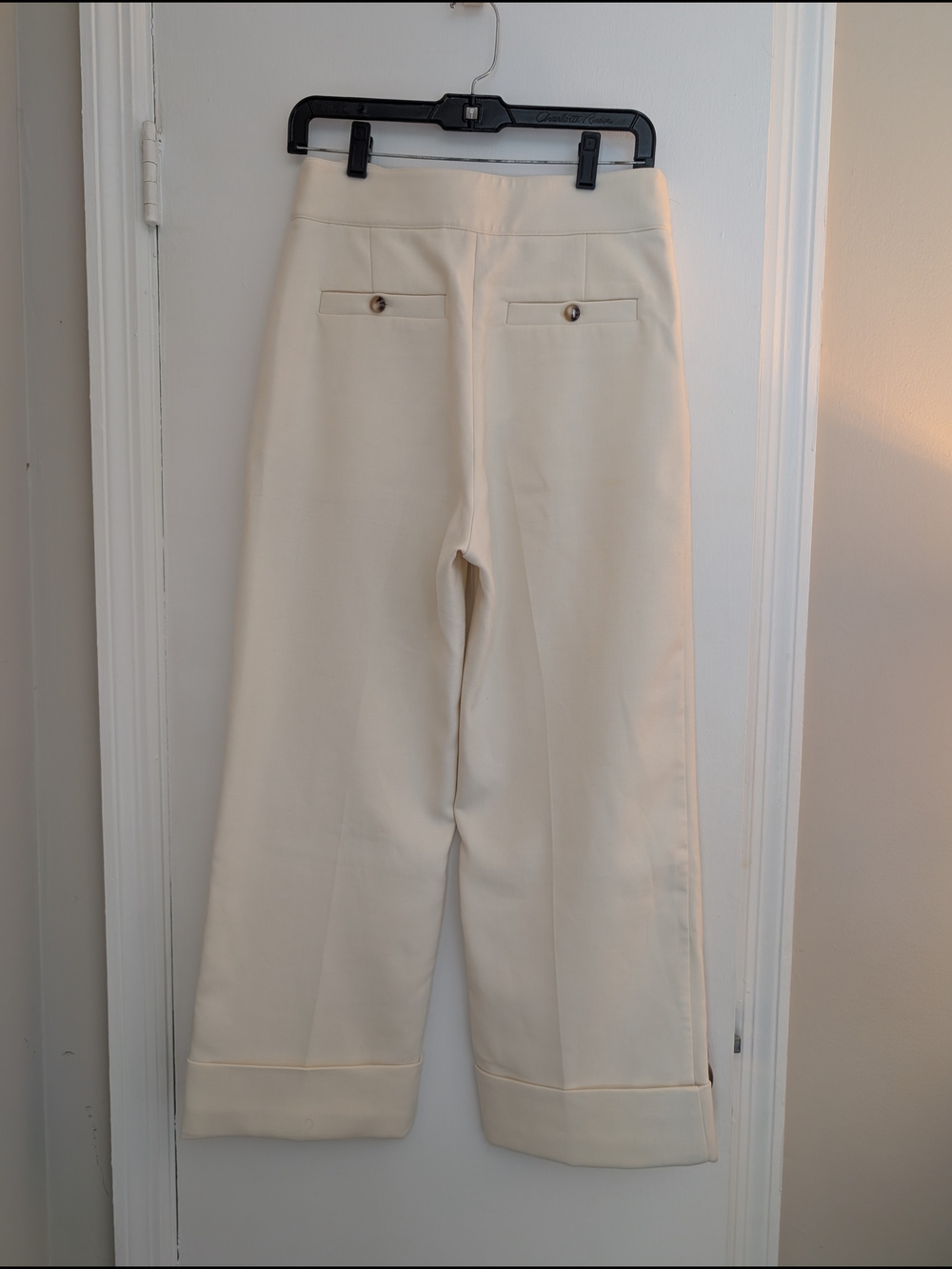 Sezane Damon Trousers- 38 High-Rise Wide Leg Cream Pants - Picture 4 of 6